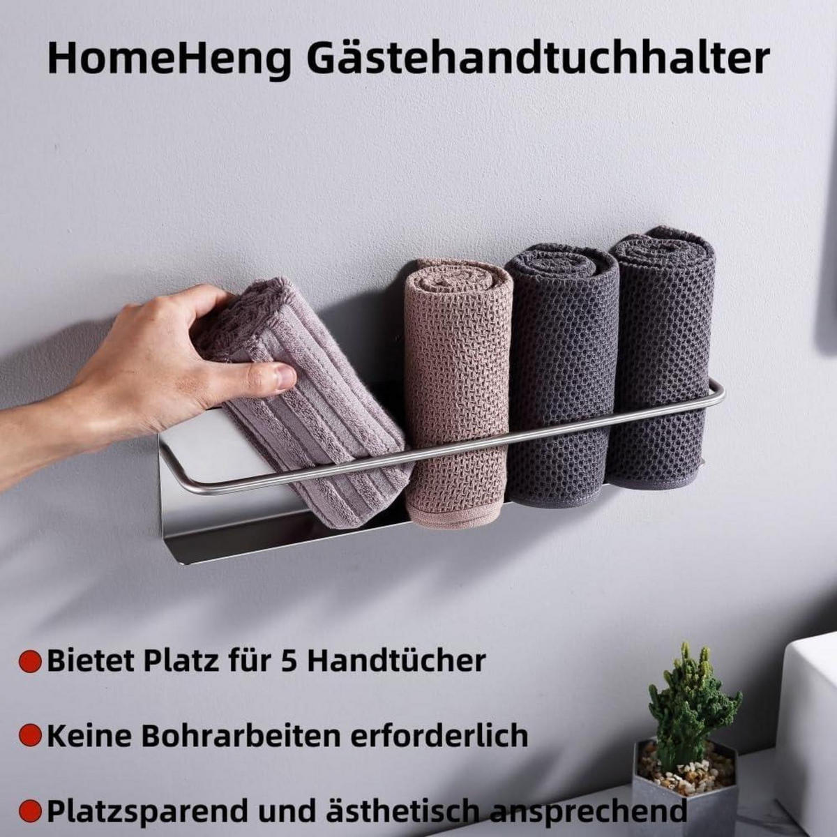 HANDTUCHHALTER Edelstahl Gebürstet 40 cm - Multicolor, Metall (7/9/40cm)