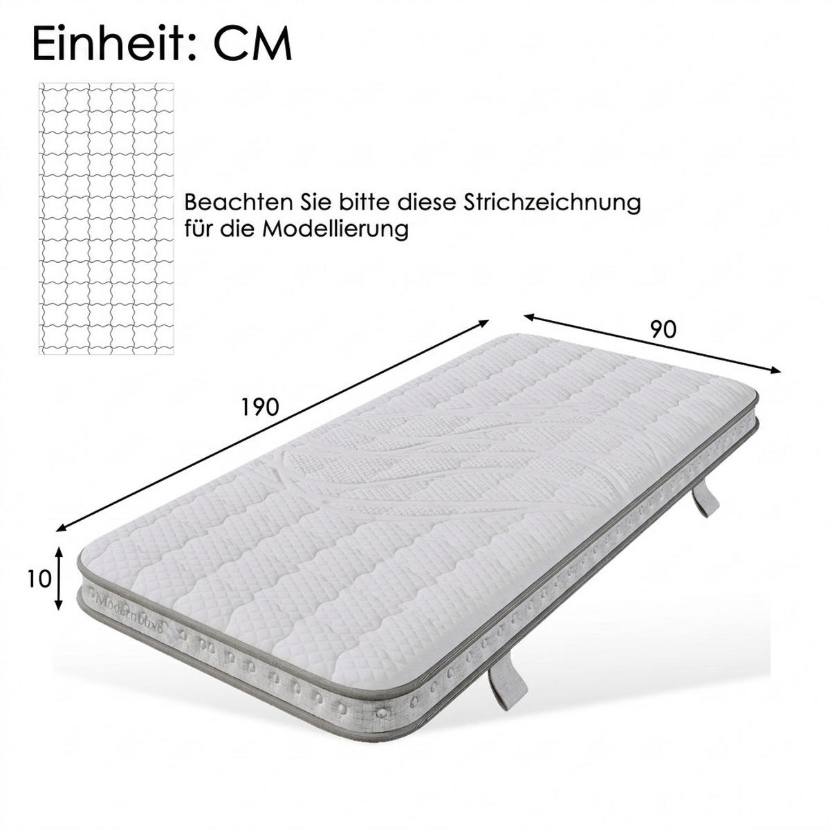 TASCHENFEDERKERNMATRATZE 90/190 cm Weiß H3, mit Kaltschaum - Weiß, Textil (90/190cm) - Oxeza