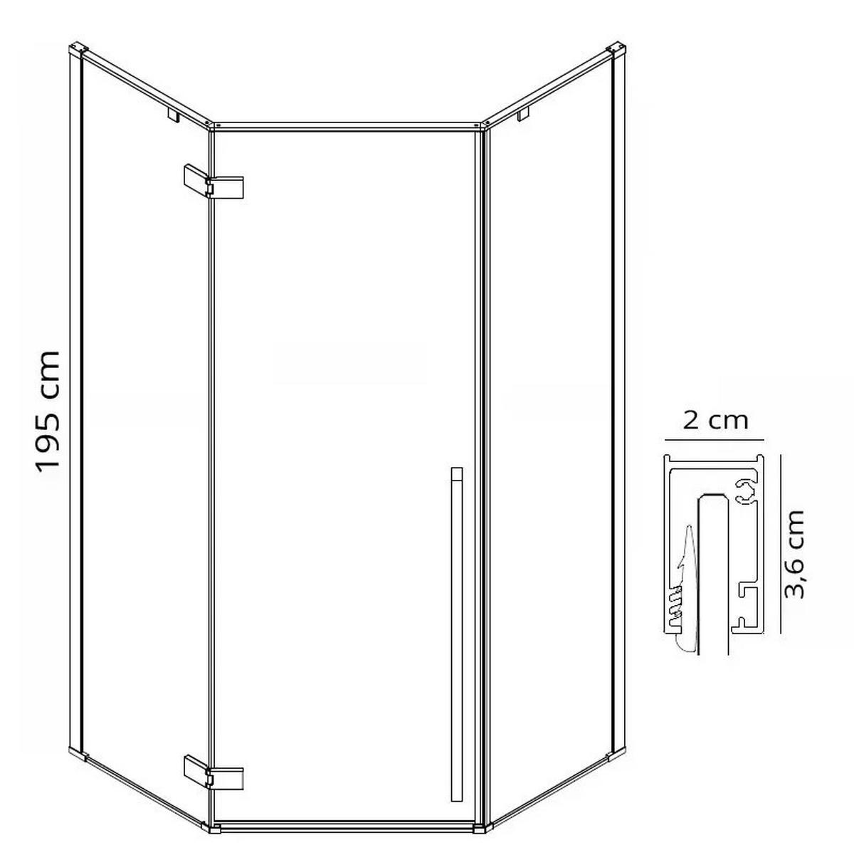 DUSCHKABINE Rea Diamond Gold 100x100 - Goldfarben, Glas (55.5/55.5/195cm) - REA