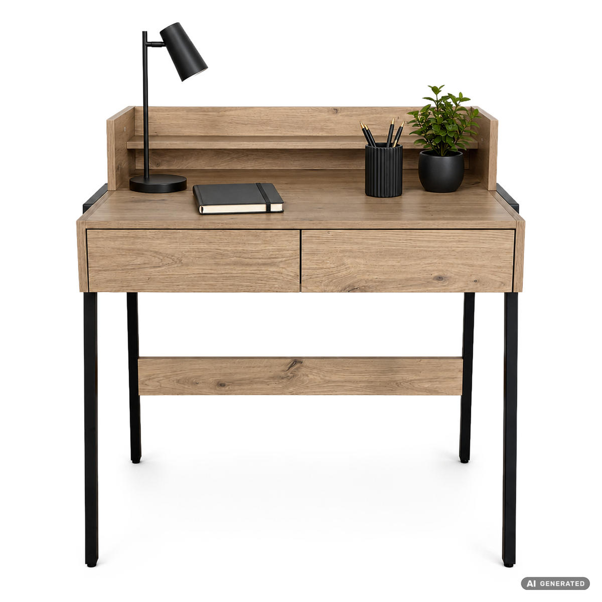 SCHREIBTISCH FLUX 78 cm Artisan Eiche - Schwarz/Eiche Artisan, Holzwerkstoff (78/48/95cm) - Akord