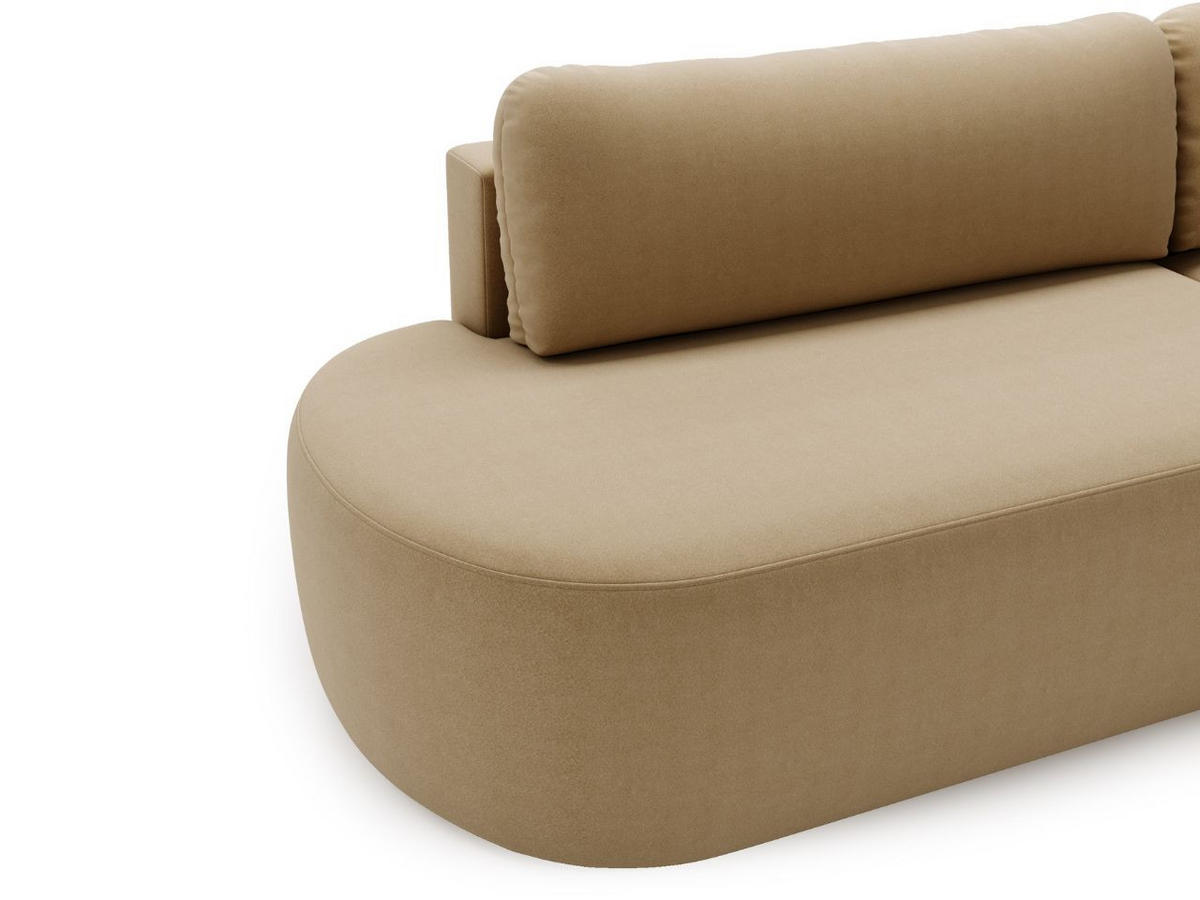 ECKSOFA Aurio O Bouclé-Stoff Hellbraun Rechts - Hellbraun, Holz/Textil (271/177cm) - Graingold