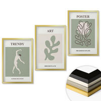 WANDBILDER 3er Set - 40x60 cm Goldrahmen - Abstrakte Pflanzenfiguren - Goldfarben, Kunststoff (40/60cm) - ArtPrintCave