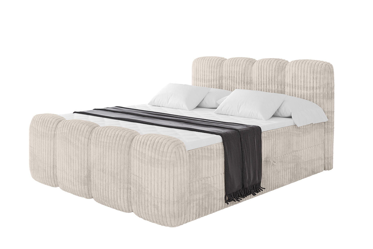 ALTDECOR AMERICKÁ postel s matrací H4 a lamelovým roštem – NINA-Z – 200 x 200 cm – krémová