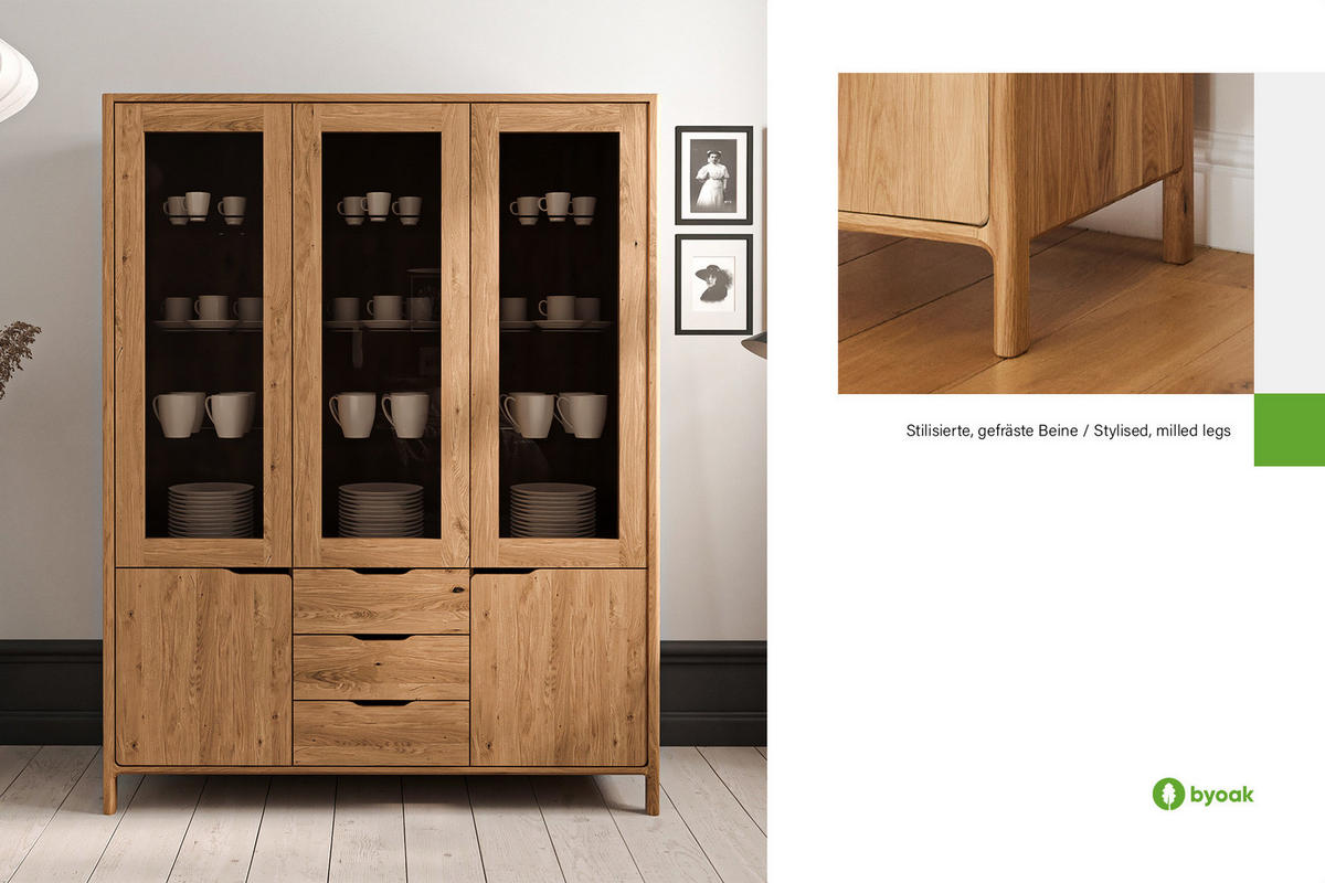 VITRINE PAUL - Wildeiche, Holz (140/188/40cm) - byoak