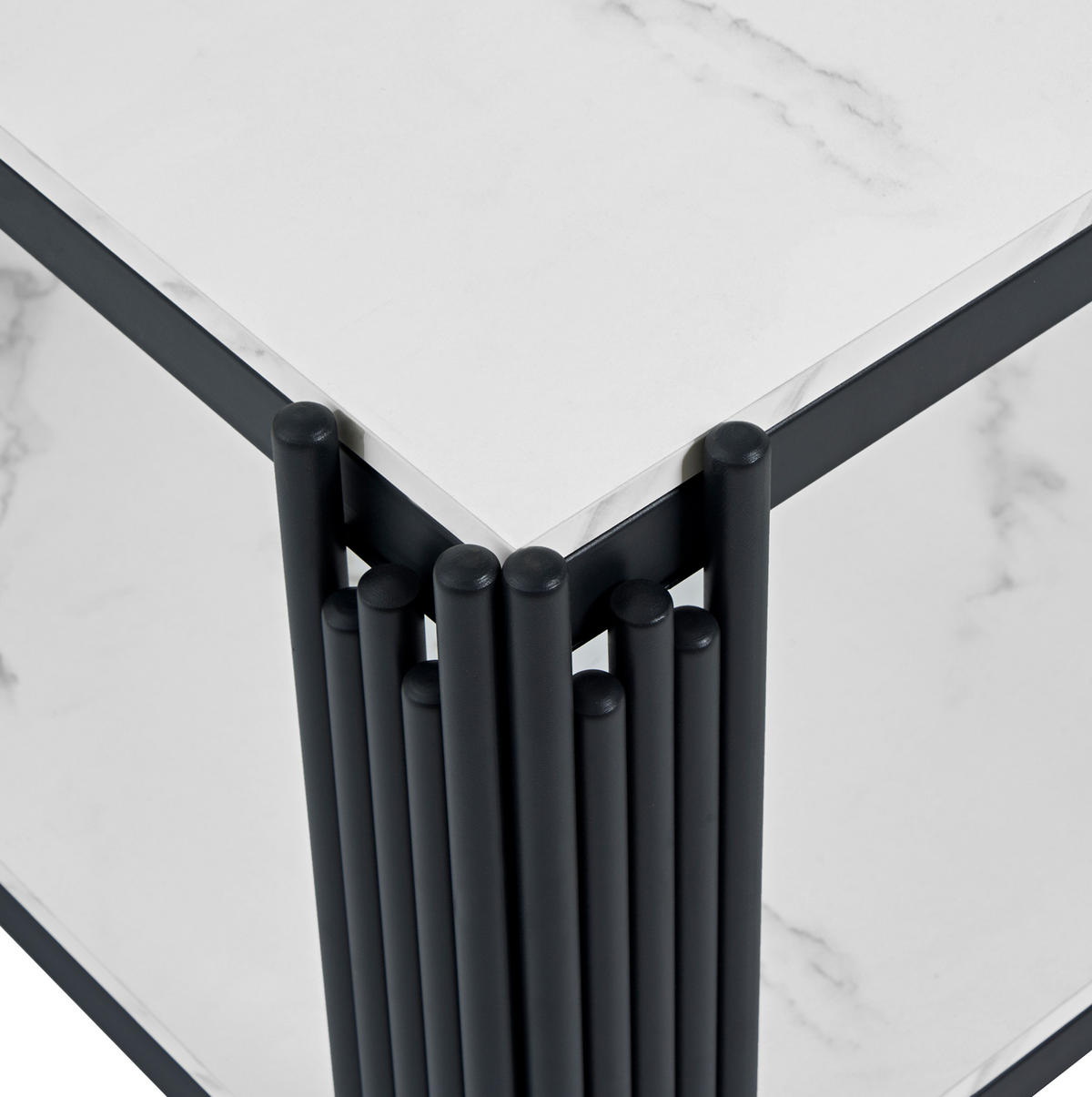 COUCHTISCH 114/64/46 cm weiß schwarz aus MDF mit 2 Ablagen - Schwarz, Holzwerkstoff (114/64/46cm) - OKWISH