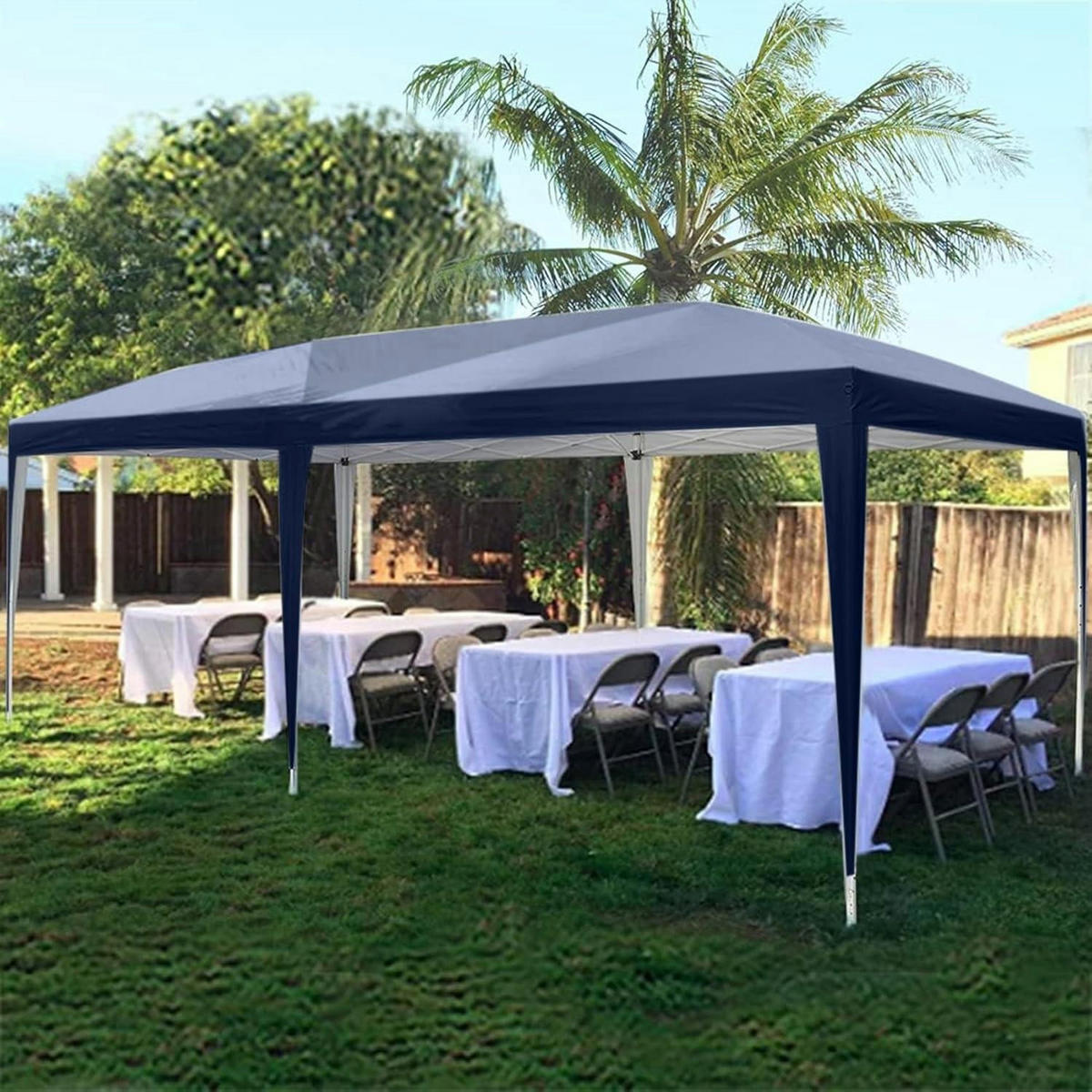 FALTPAVILLON 3x6m Dunkelblau wasserdicht mit Seitenwänden - Dunkelblau, Textil (256/256/256cm)