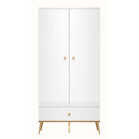DREHTÜRENSCHRANK Darrby Weiß 92 cm - Goldfarben/Weiß, Holzwerkstoff/Metall (92/190/53cm) - Selsey