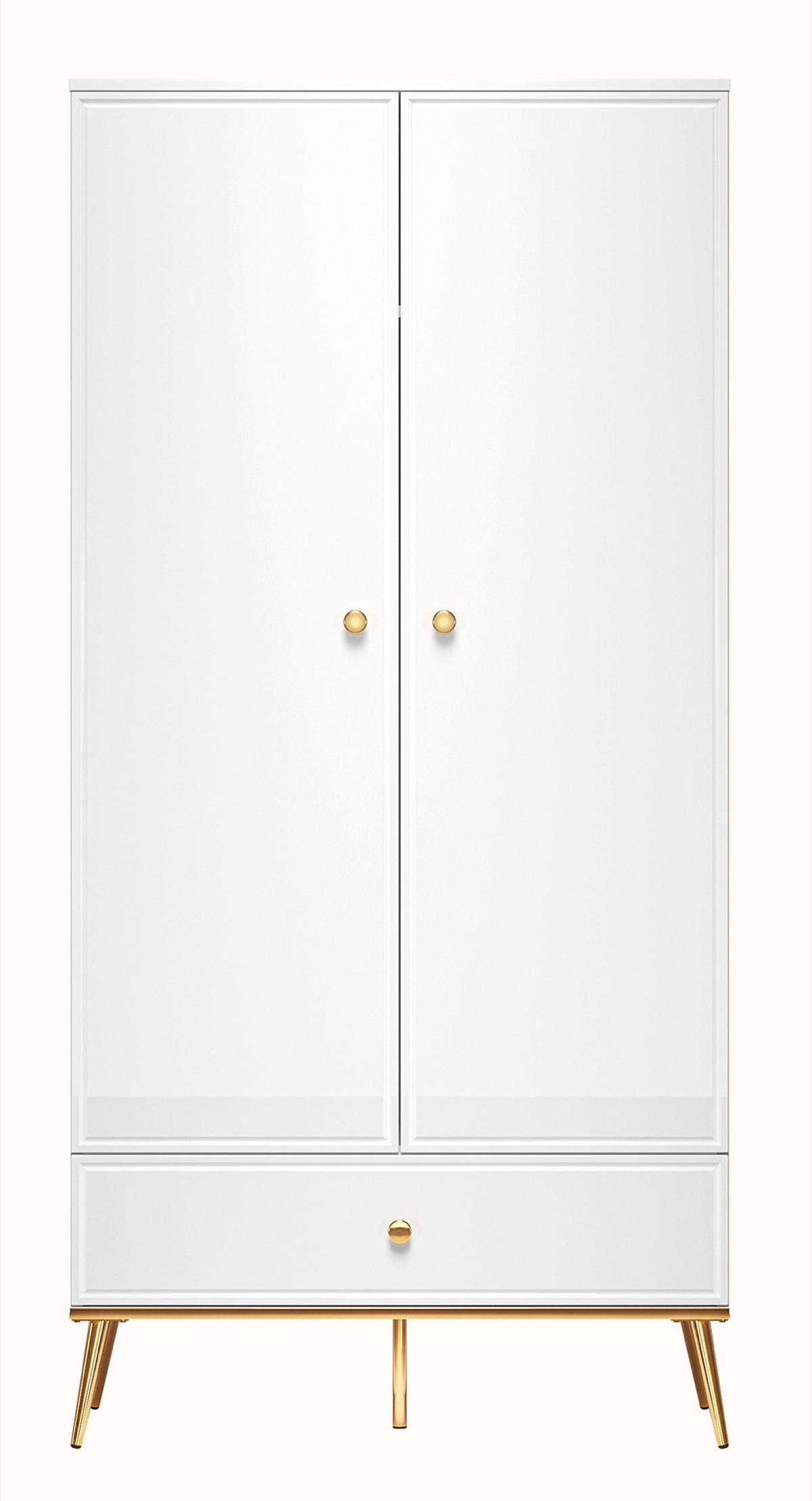 DREHTÜRENSCHRANK Darrby Weiß 92 cm - Goldfarben/Weiß, Holzwerkstoff/Metall (92/190/53cm) - Selsey