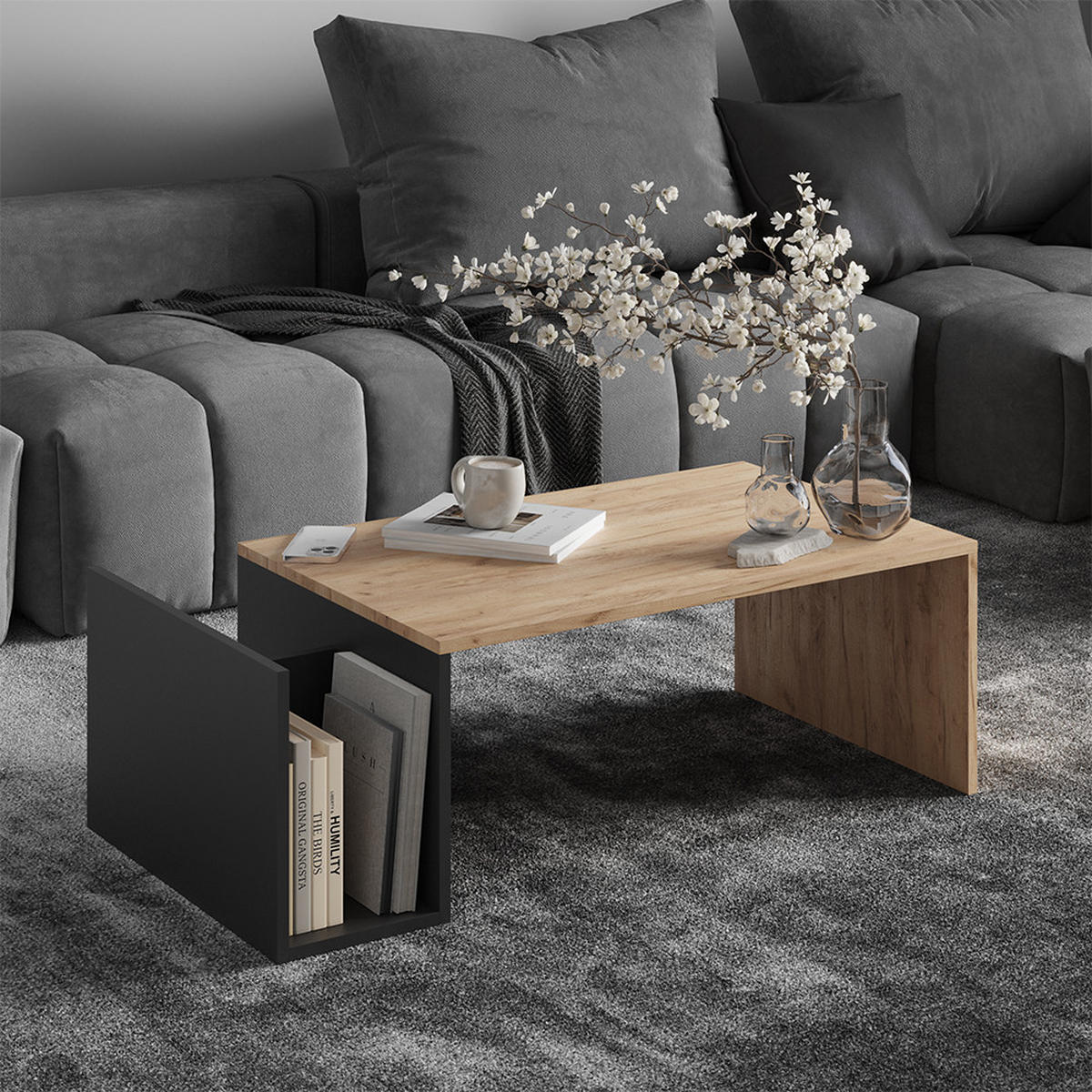 COUCHTISCH Avento Goldkraft Eiche/Anthrazit 100 x 50 cm - Anthrazit/Eiche Wotan, Holzwerkstoff (50/100/32.9cm) - Vicco
