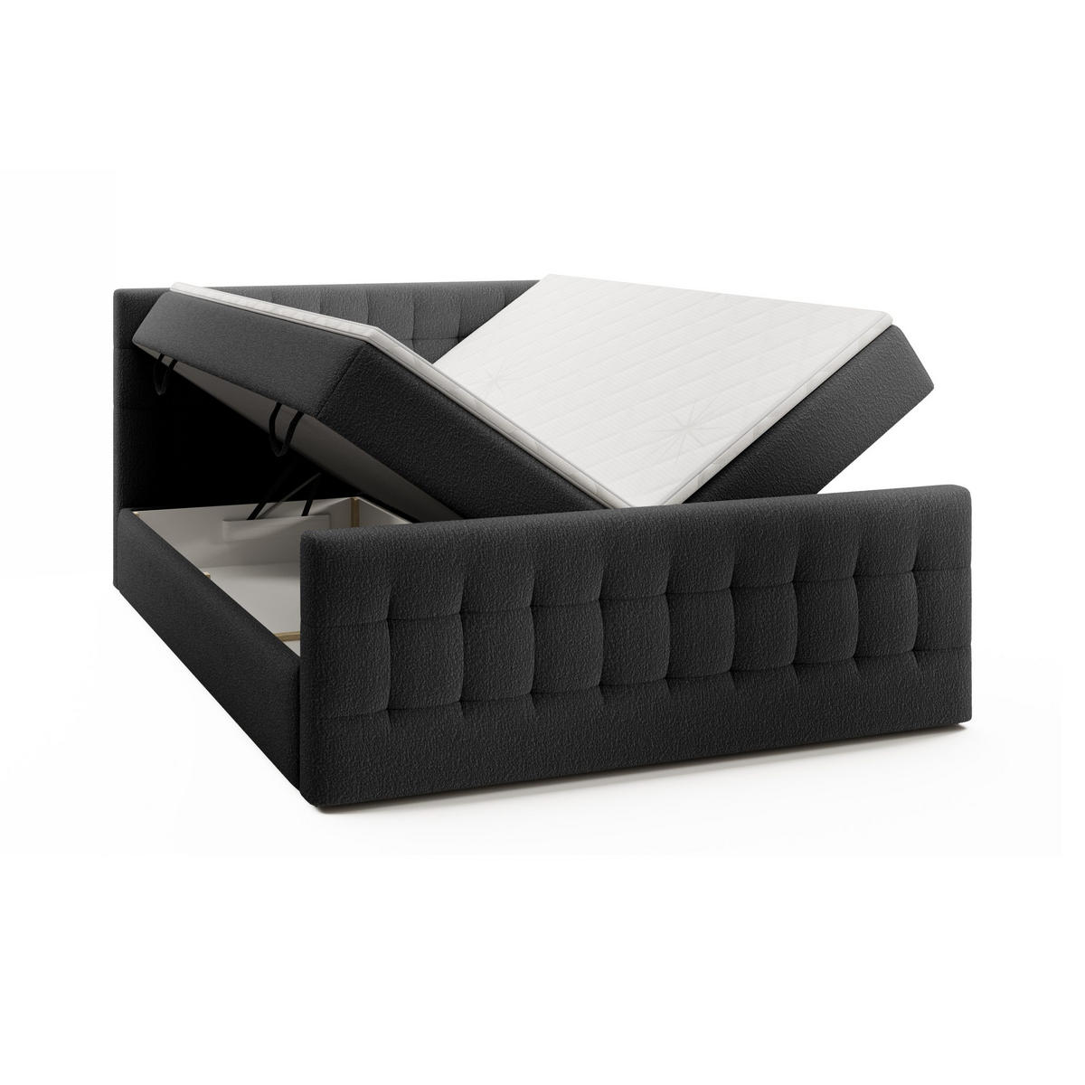 DOPPELBETT Yazo Royal 180x200 cm, Schwarz - Schwarz, Textil (180/200cm) - Fedve