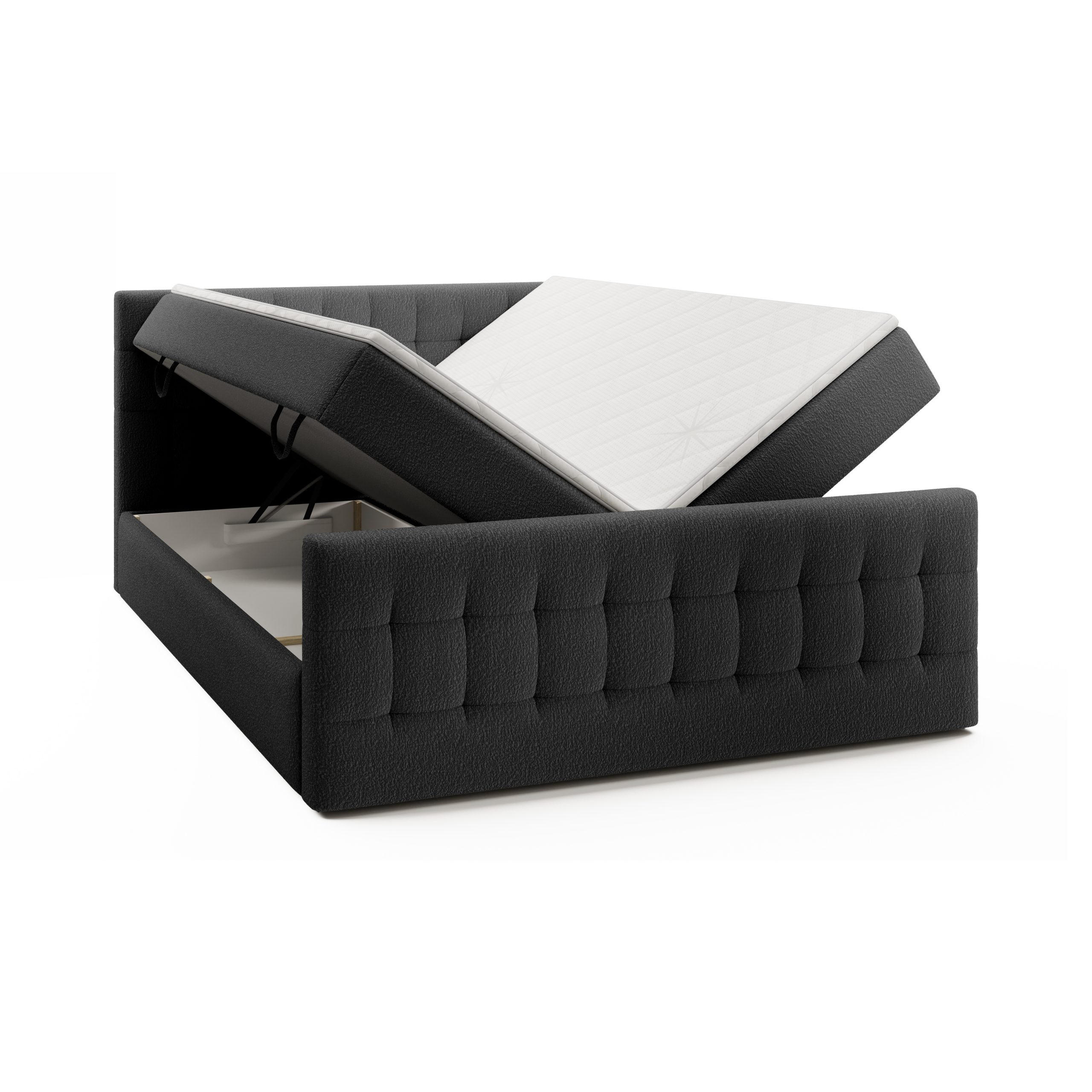 Thumbnail - Fedve Doppelbett, Schwarz, Textil, 160x200 cm, Schlafzimmer, Betten, Boxspringbetten
