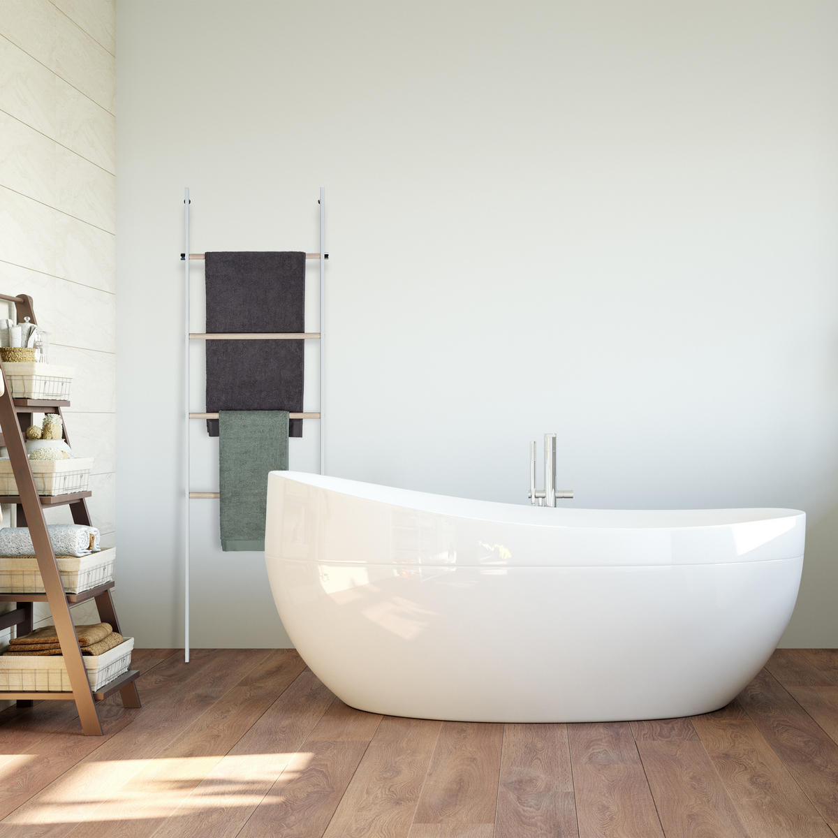 UTERÁKOVÁ polica - viacfarebná, kov/drevo (53/172.5/6cm) - Relaxdays