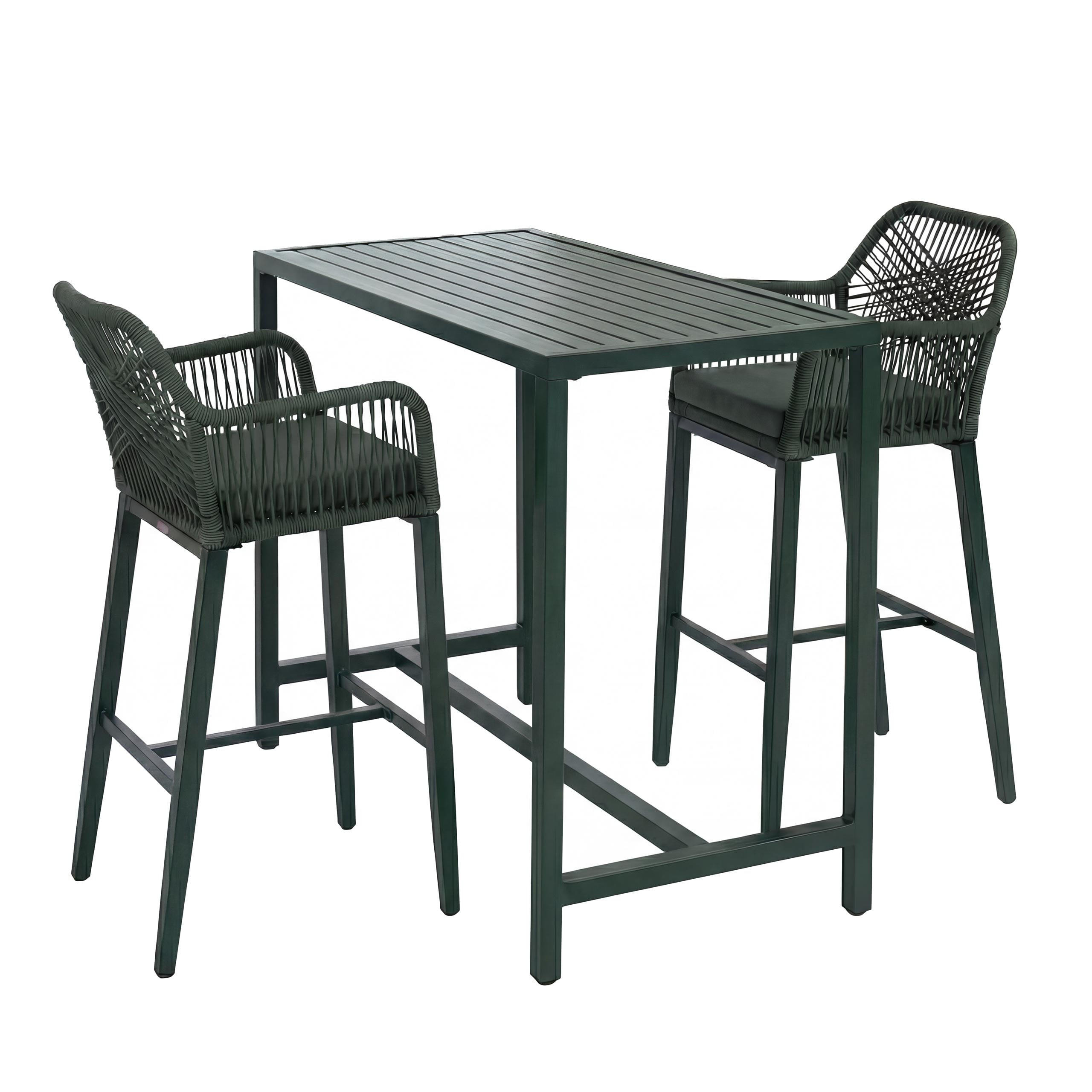 SET BARSKA MIZA + BARSKI STOLI kvadratni Green 3-delni set - zelena, kovina (65/130/105cm) - MCW