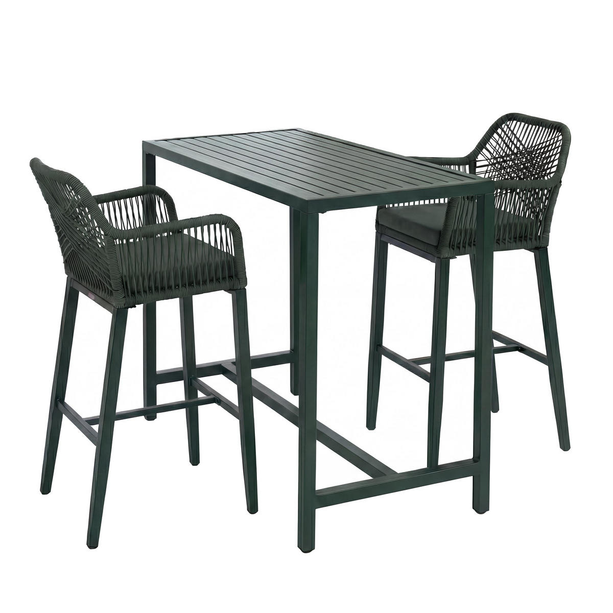 SET BARSKA MIZA + BARSKI STOLI kvadratni Green 3-delni set - zelena, kovina (65/130/105cm) - MCW