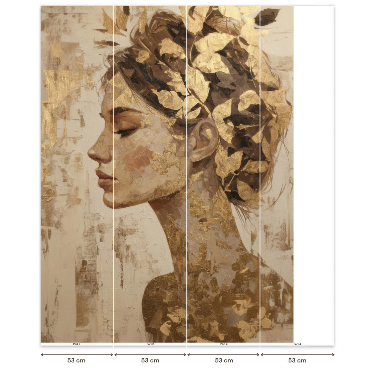 TAPETE - Frau - Gold - Abstrakt - Textur - 200x260 cm - Goldfarben, Papier (200/260cm) - OnlyWow