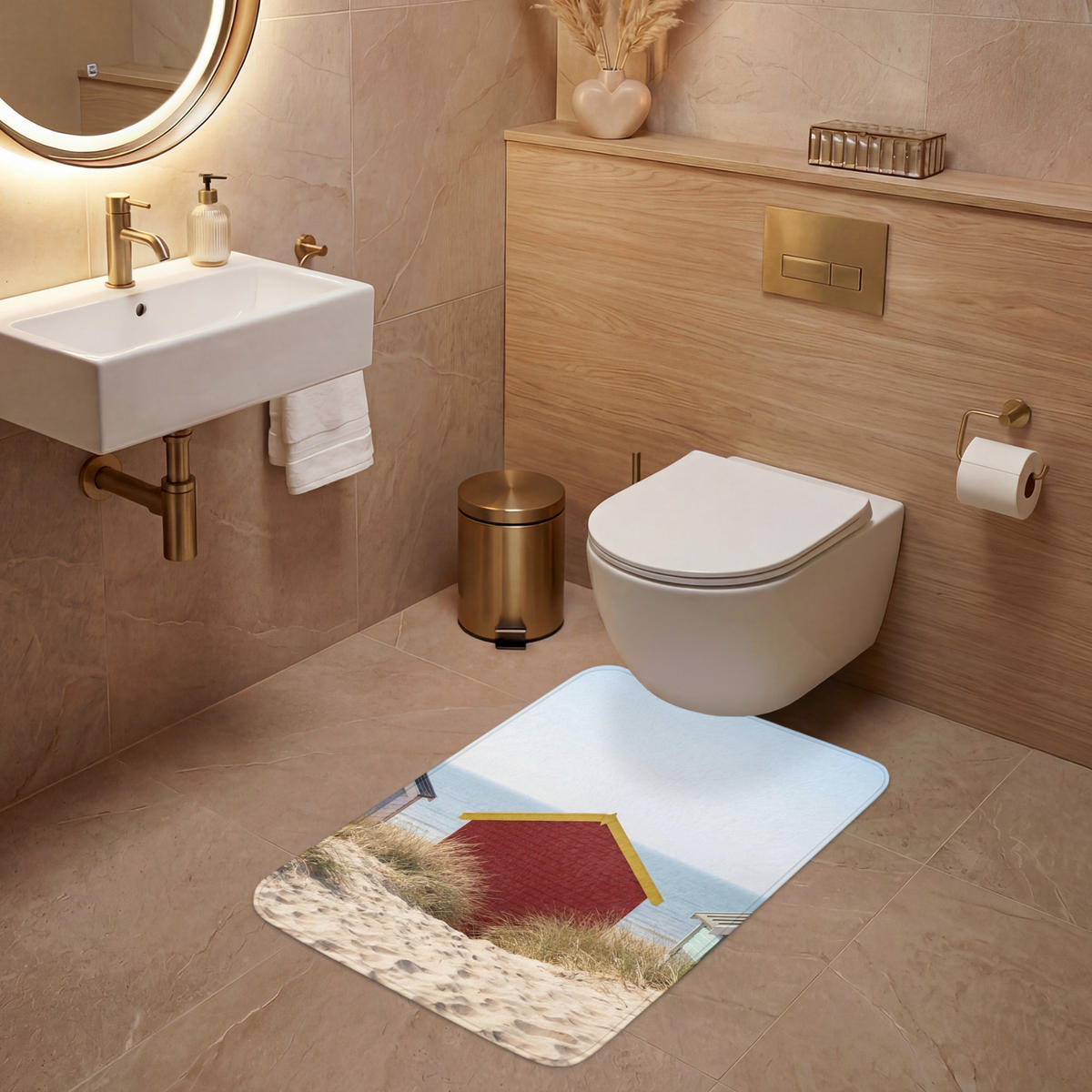 WC PŘEDLOŽKA Pláž - Chaty - Barevné - Duny 60x90 cm - různobarevná, textil/plast (60/1cm) - OnlyWow