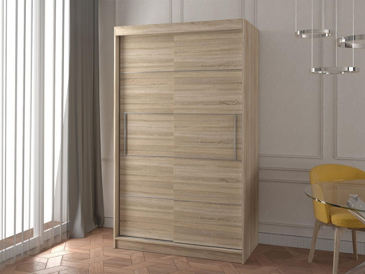 SCHIEBETÜRENSCHRANK - Noah 06 - Sonoma - Sonoma Eiche, Holzwerkstoff/Metall (120/200/61cm) - Möblo