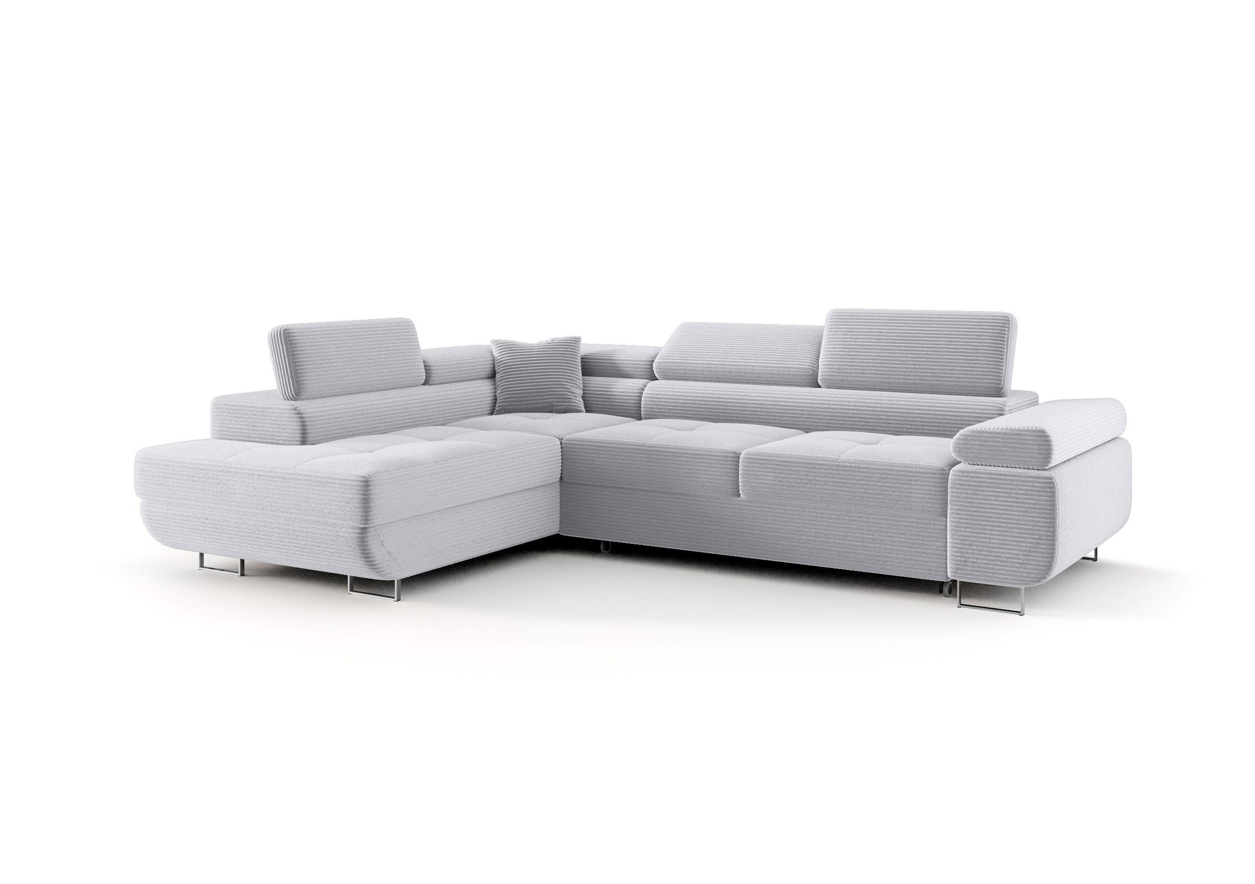 ECKSOFA EMILY mit Schlaffunktion Poso 110 Links - Hellgrau, Textil (275/200cm) - Bedante