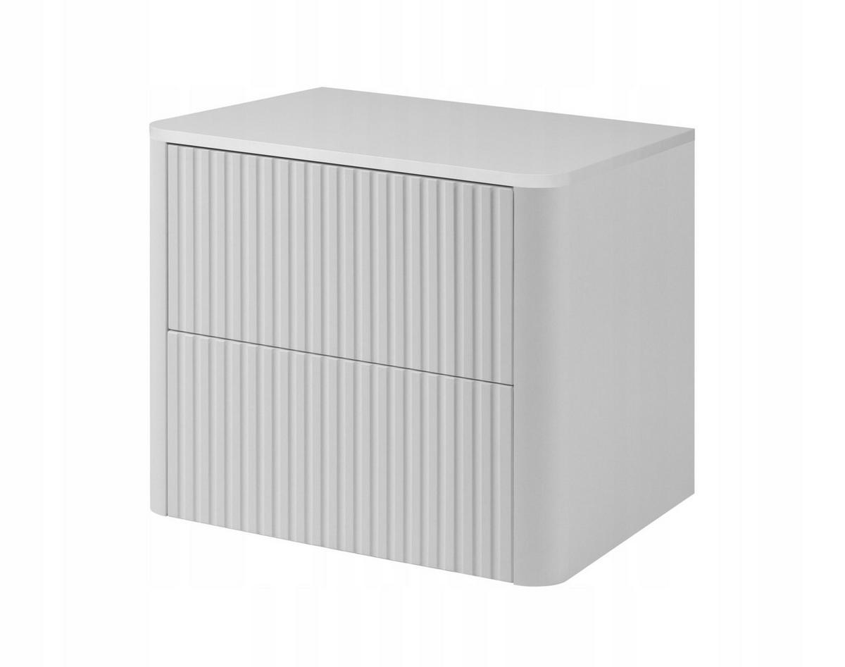 WASCHBECKENUNTERSCHRANK LINEA hängend geriffelt Weiß matt mit Waschtischplatte 60/48/44 cm - Weiß, Holzwerkstoff (60/48.4/43.7cm) - Rodan