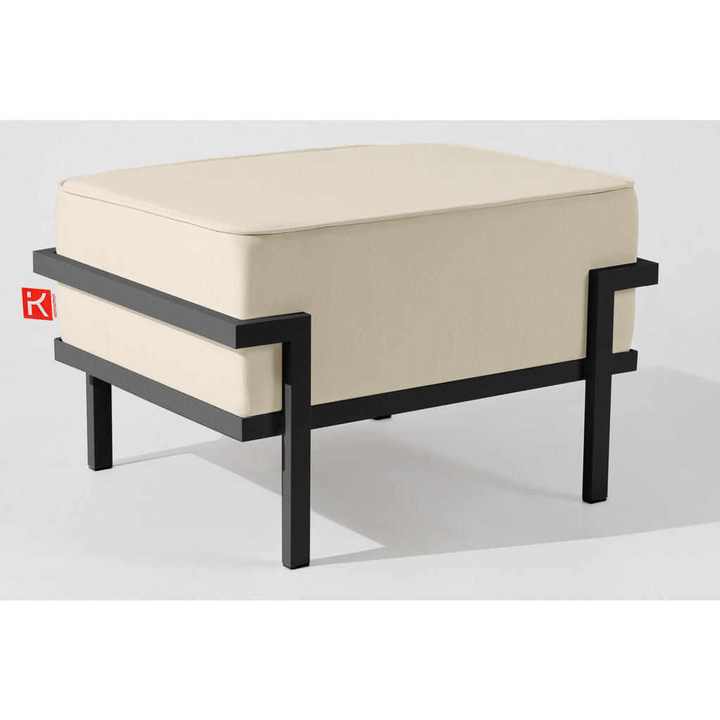 Thumbnail - Konsimo® Gartenlounge-Hocker, Dunkelgrau, Creme, Metall, Textil, 1-Sitzer, Füllung: Schaumstoff, Rechteckig, 69x44x54 cm...