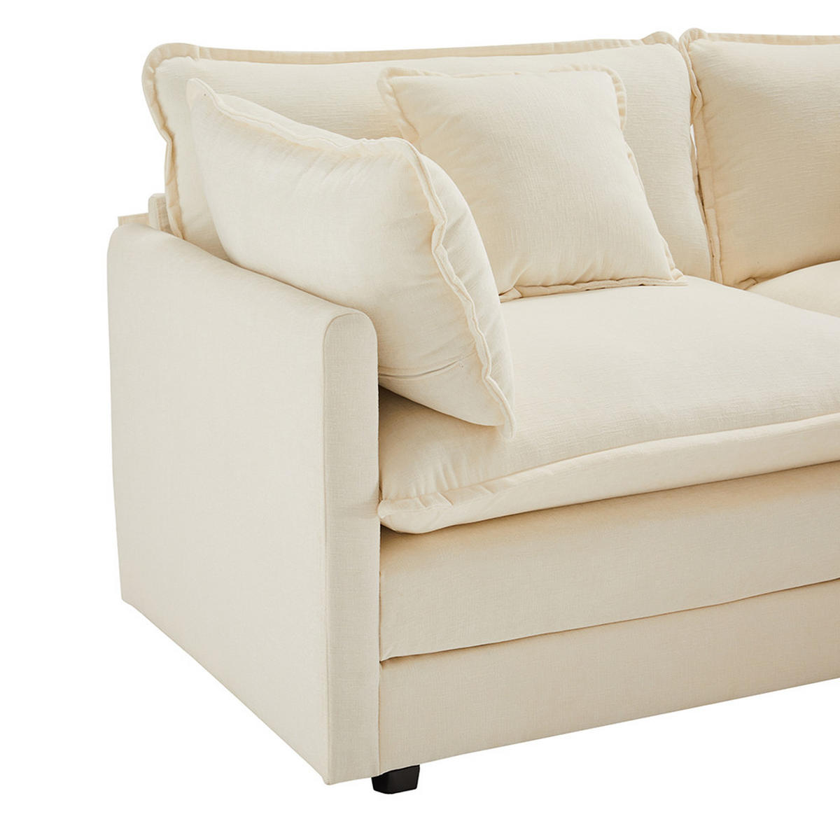 ECKSOFA in Beige Chenille-Stoff mit Fußstütze - Beige, Kunststoff/Textil (147/283cm) - KOMHTOM