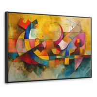 LEINWAND Bilder mit Rahmen - Kunst - Abstrakt - Modern - 90x60 - Gelb, Textil (90/60cm) - MuchoWow