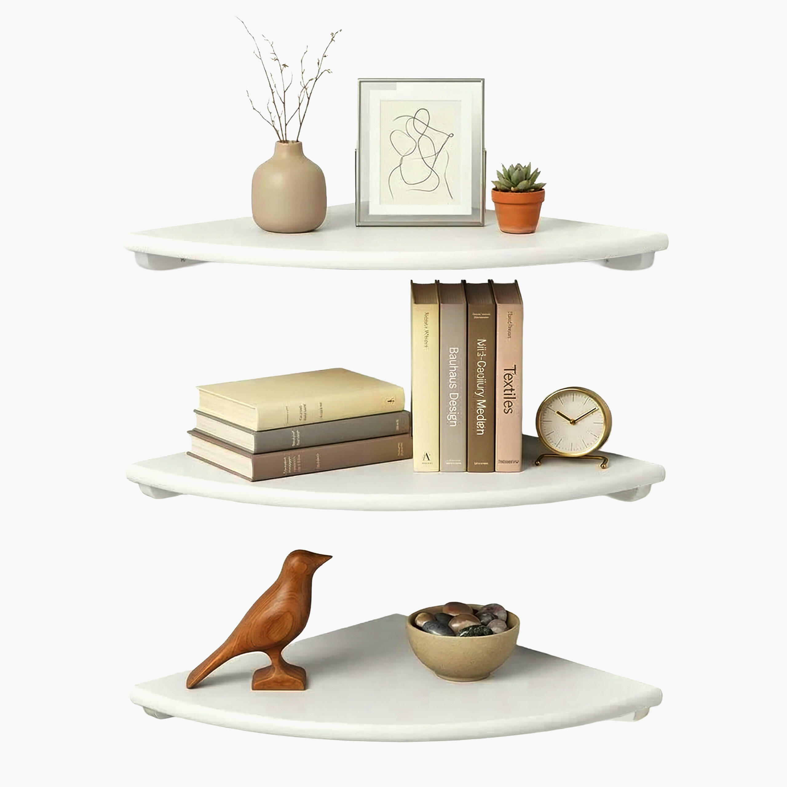 ROHOVÁ pol. - biela, drevo (35/3/35cm) - Relaxdays