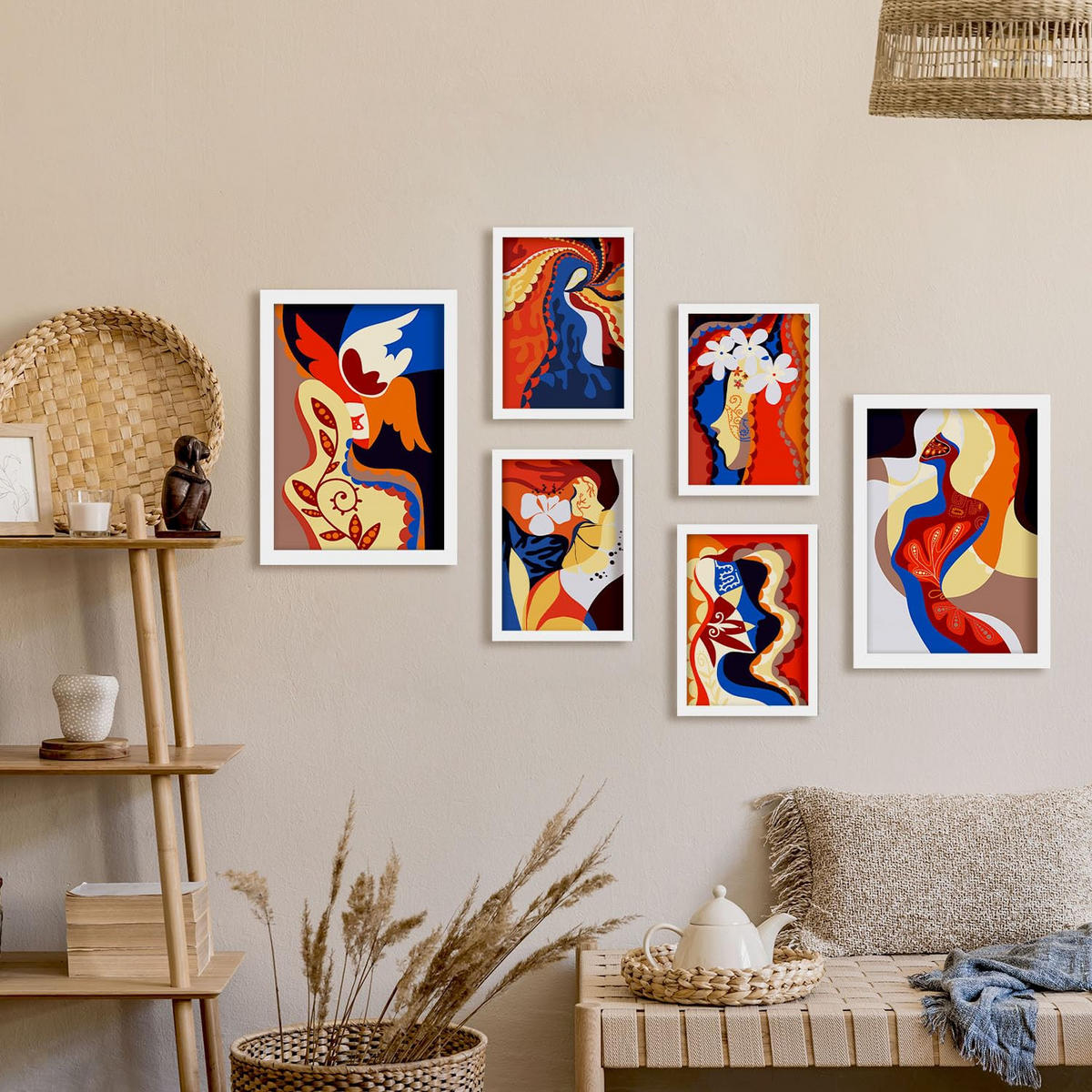 POSTER Set Mit 6 Begeisterte Meisterschaft In Weibliche Zusammenfassung Ästhetische Dekorative Gemälde Für Ihr Zuhause A3 & A4 Weißer Rahmen - Weiß, Papier (29/3cm) - Nacnic