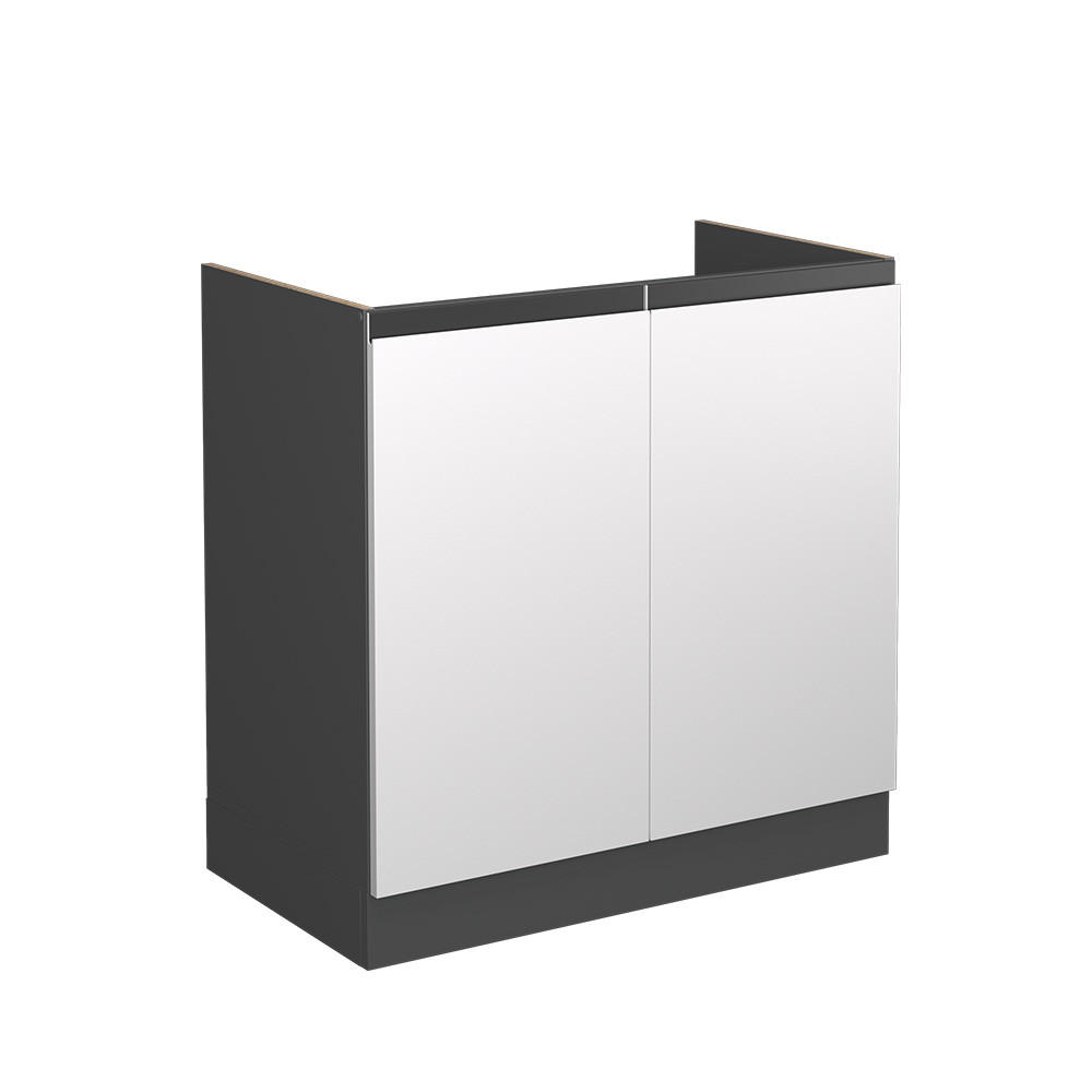 SPÜLENUNTERSCHRANK R-Line Weiß 80 cm J-Shape, ohne AP - Anthrazit/Weiß, Holzwerkstoff (80/81.6/46cm) - Vicco