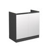 SPÜLENUNTERSCHRANK R-Line Weiß 80 cm J-Shape, ohne AP - Anthrazit/Weiß, Holzwerkstoff (80/81.6/46cm) - Vicco