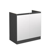 SPÜLENUNTERSCHRANK R-Line Weiß 80 cm J-Shape, ohne AP - Anthrazit/Weiß, Holzwerkstoff (80/81.6/46cm) - Vicco