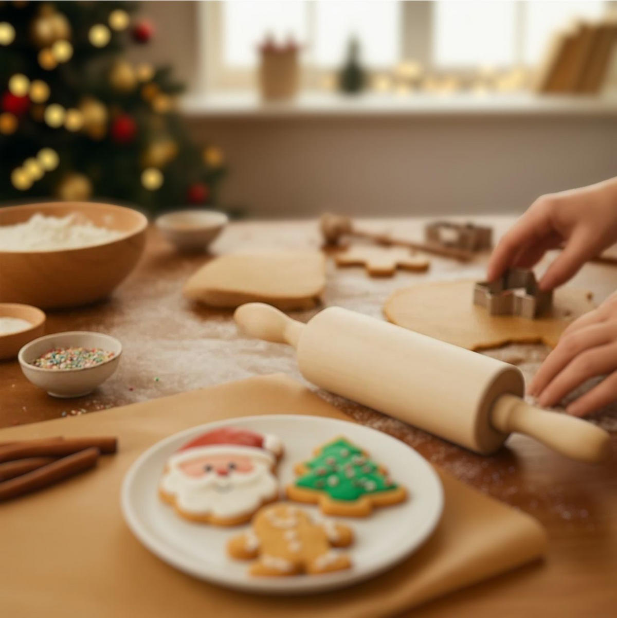 BACKSET Kinder Mirli Holzrolle 3 Ausstecher - Braun, Holz (4/4/21cm) - La Cucina