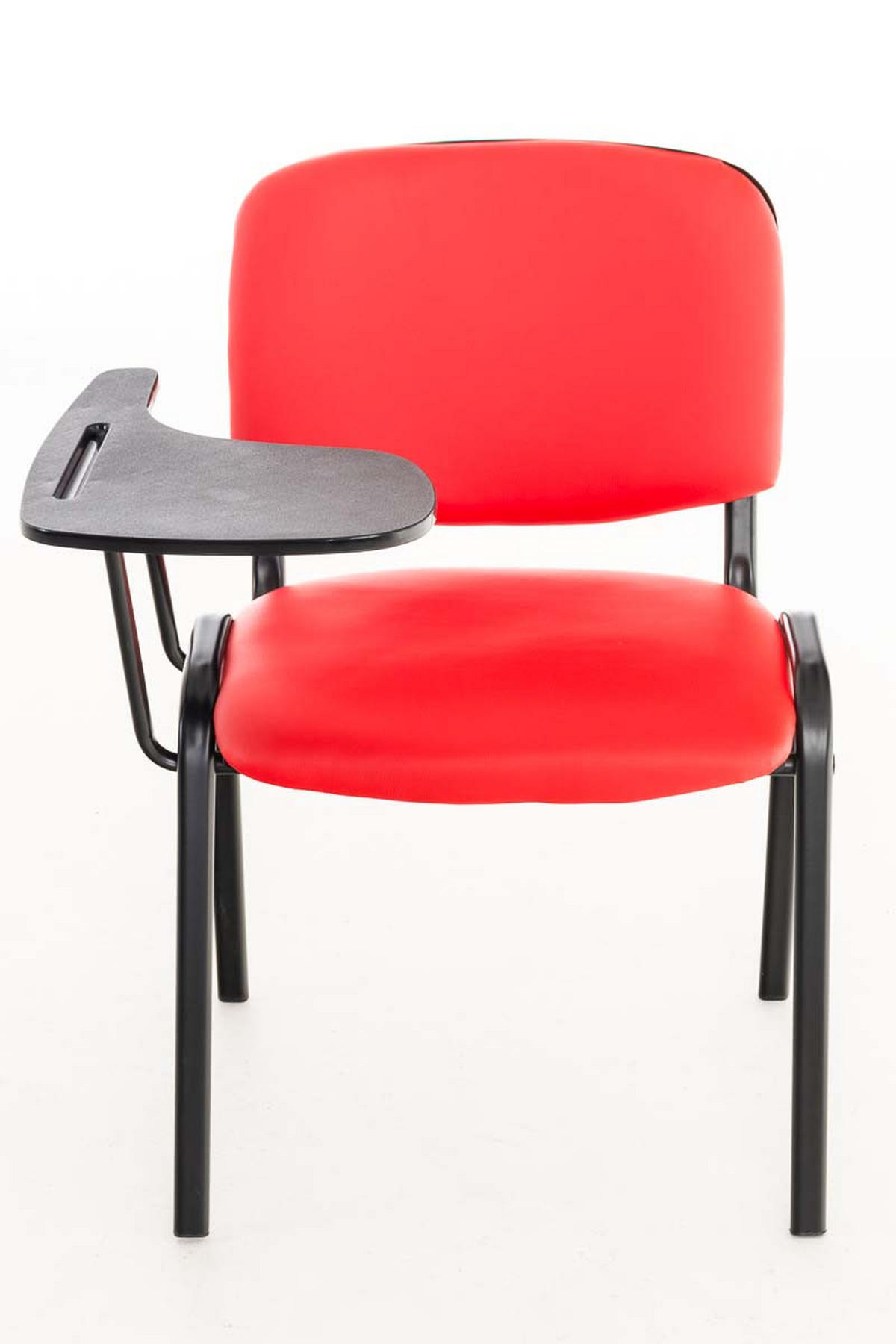BESUCHERSTUHL Keen mit Klapptisch, Kunstleder mit Gestell Schwarz / Bezug Rot - Rot/Schwarz, Textil/Metall (53/81/53cm) - TPFLiving