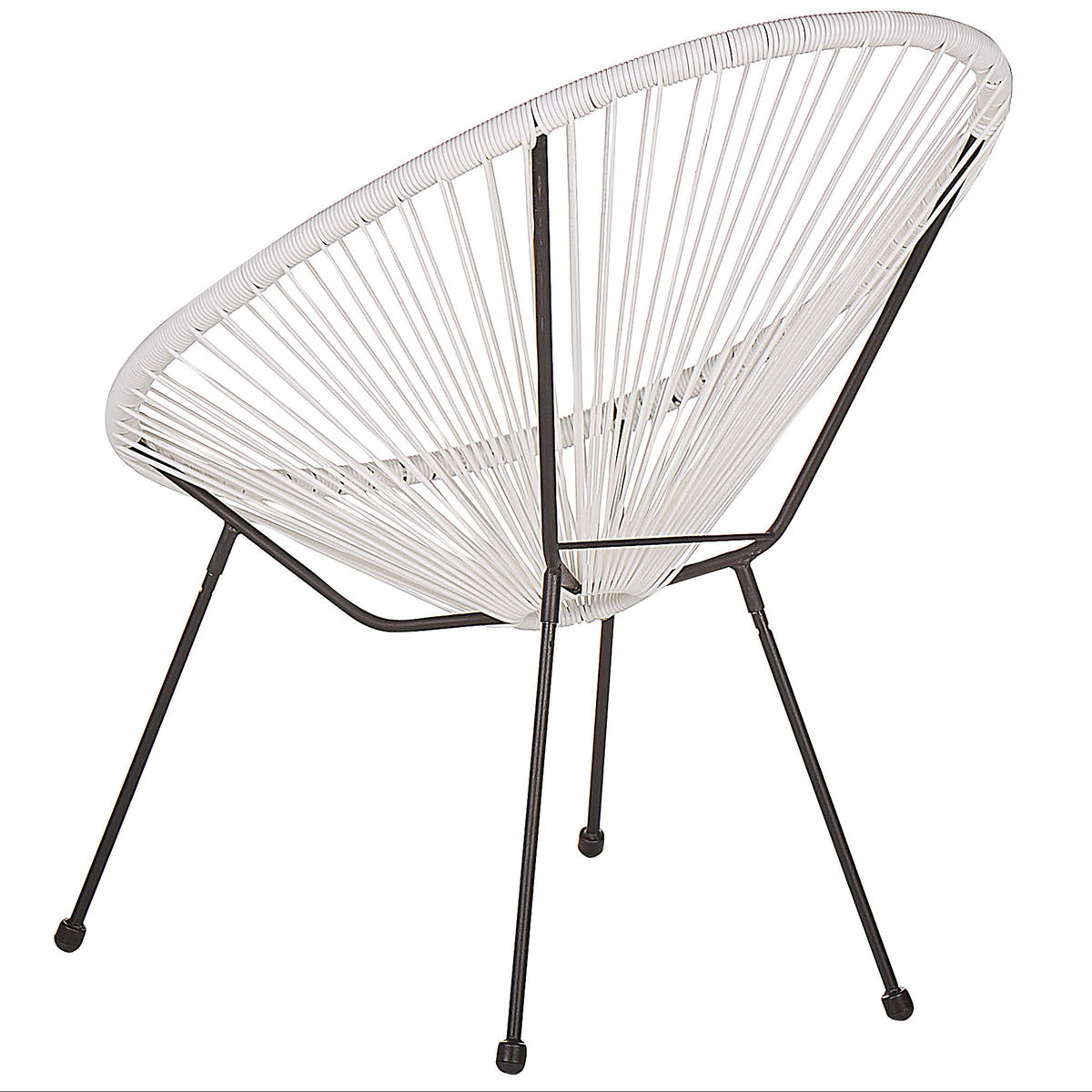RATTANSTUHL Kunststoff weiß 70 cm Acapulco II - Schwarz/Weiß, Kunststoff (70/85/90cm) - Beliani