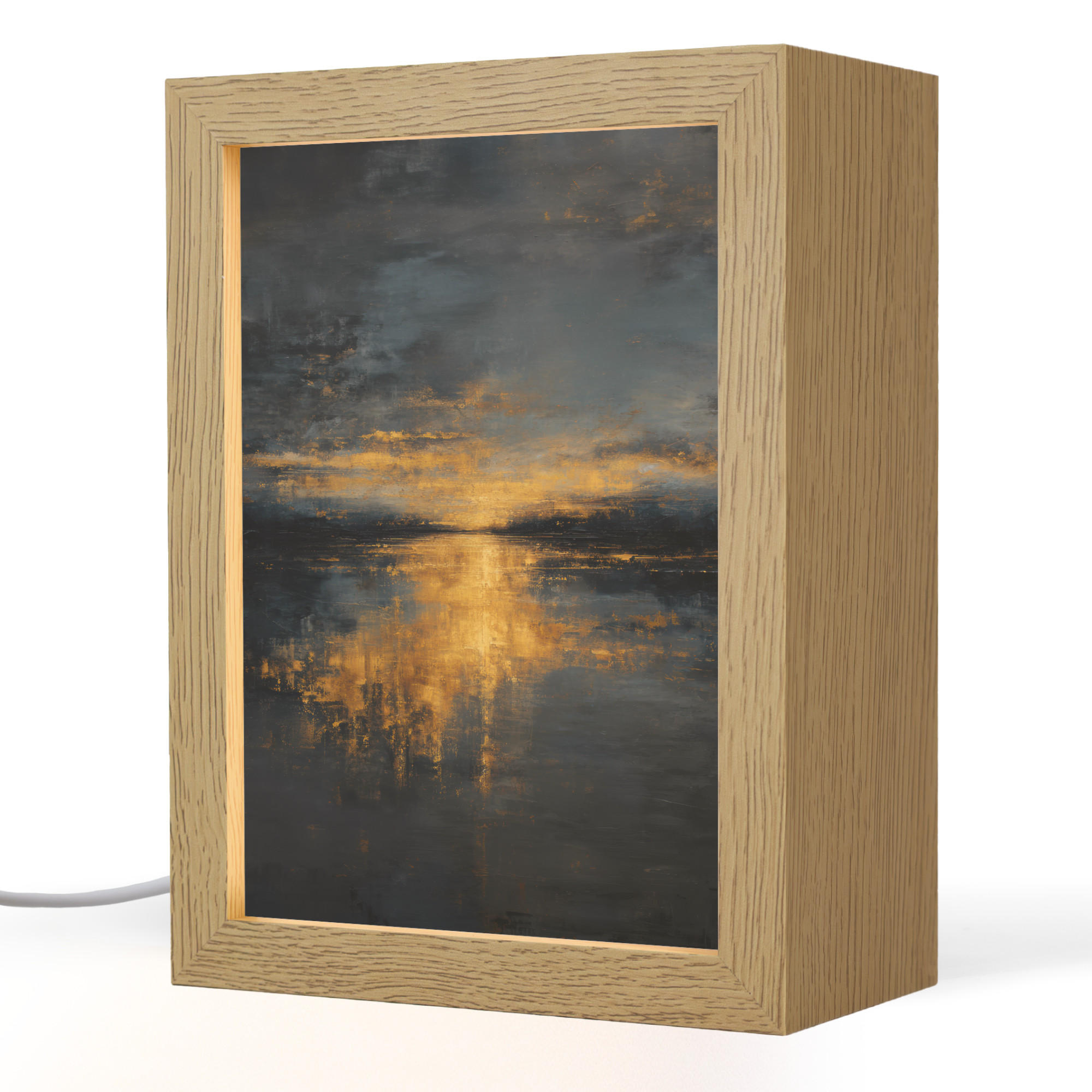 TISCHLEUCHTE Goldene Reflexion auf dem Wasser 15x20 cm - Beere, Holzwerkstoff (8/15/20cm) - OnlyWow