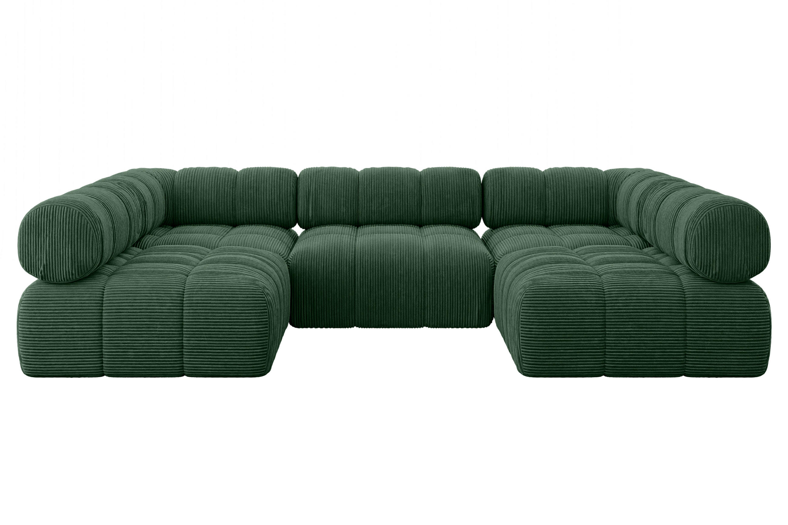 WOHNLANDSCHAFT modulares Sofa Garvo-U1 - 285x190x70 cm Grün Cord - Grün, Holzwerkstoff/Textil (285/70/190cm) - ALTDECOR