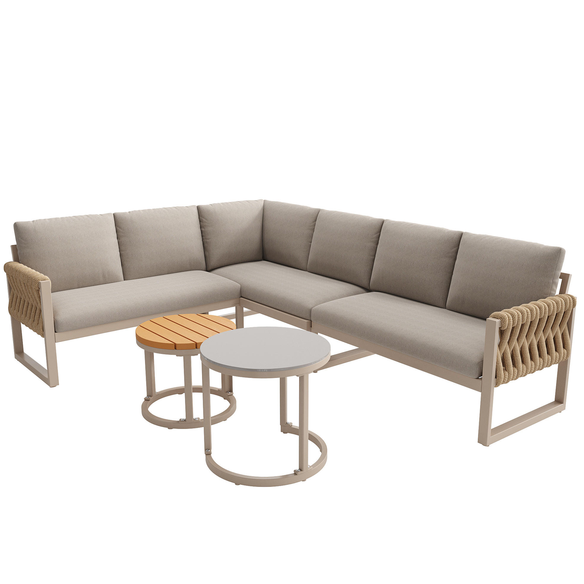 GARTENMÖBEL 110x66x86cm beige aus Metall und Olefin - Beige, Metall - Modfu