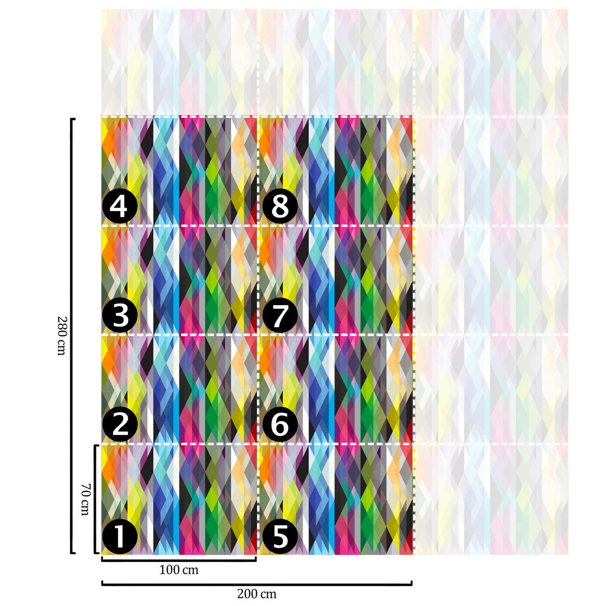 TAPETE Geometrisch aus echtem Papier, 200x280cm, 8 Bögen - Multicolor, Papier (200/280cm) - WALLPAPERS4BEGINNERS