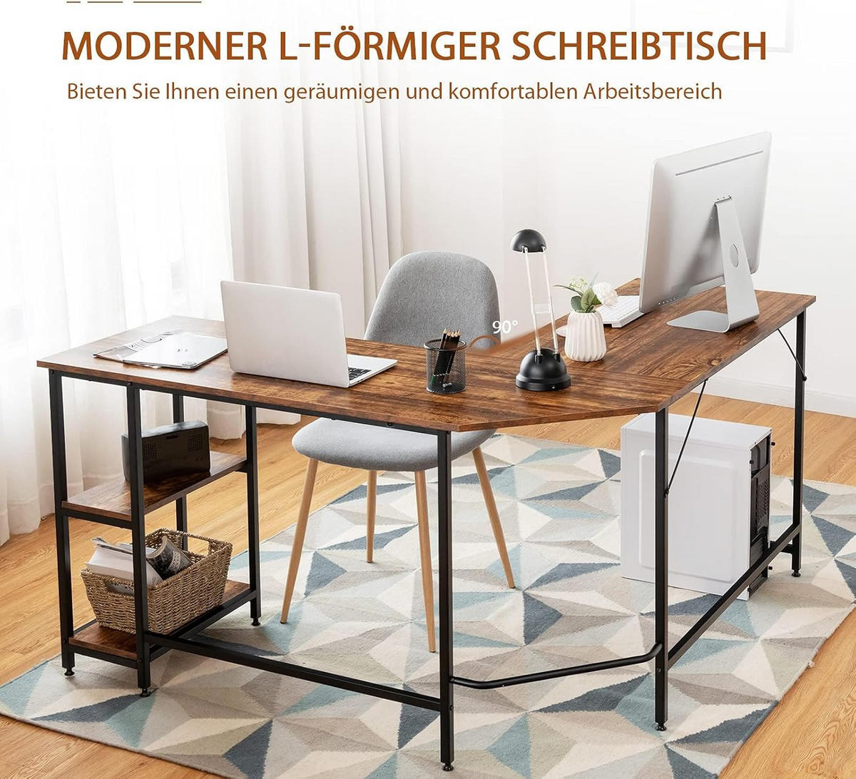DATORBORD Brunt - Brun, Träbaserade material (138/138/75cm) - COSTWAY