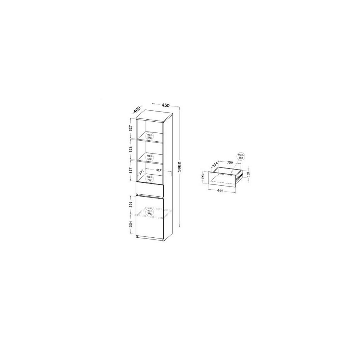 BÜCHERREGAL KRYOS 45/195,2/40 cm Wohnzimmerregal Hochschrank Regal Weiß - Weiß, Holzwerkstoff (45/195.2/40cm) - MASSENO