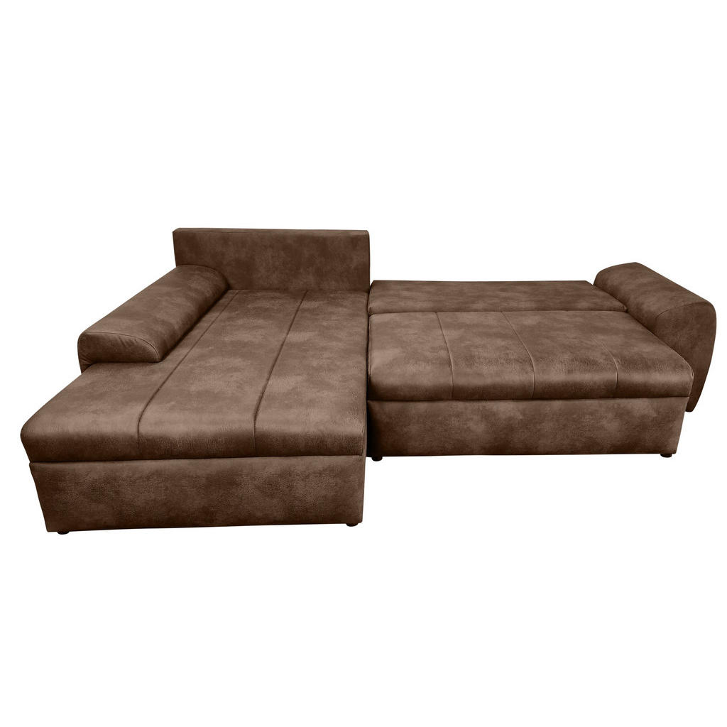 Thumbnail - luma-home Ecksofa, Braun, Textil, 3-Sitzer, Füllung: Polyurethan (Pur), Ottomane links, L-Form, Eckteil, einzeln stellba...