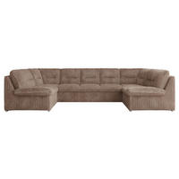 WOHNLANDSCHAFT MORBIDO U Braun Cord - Silberfarben/Braun, Textil/Metall (340/93/206cm) - MKS