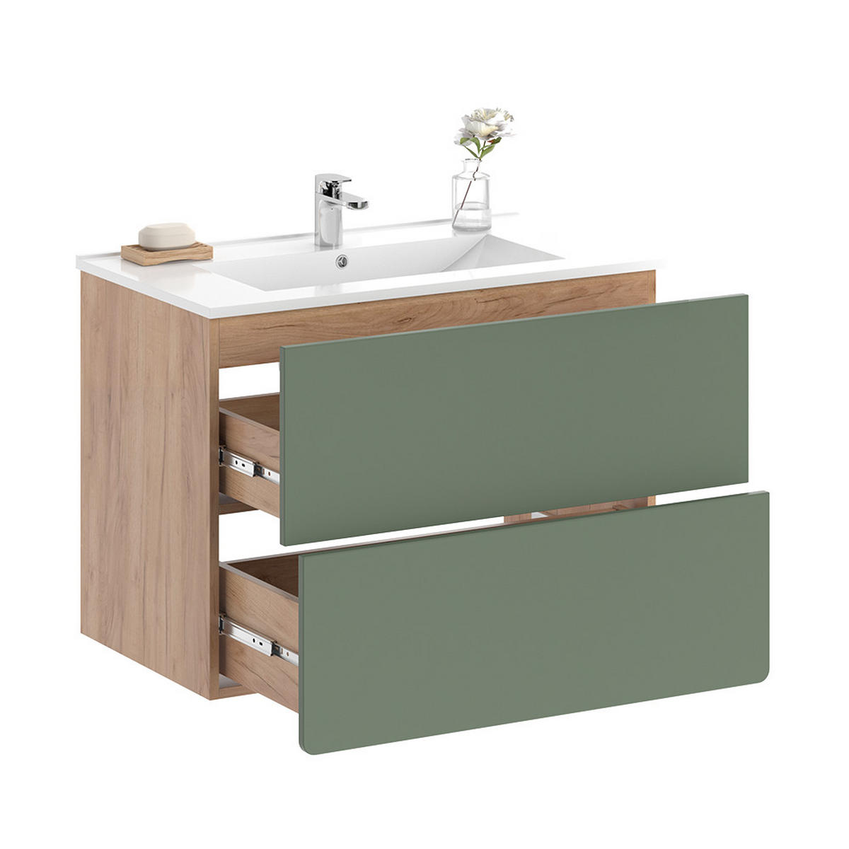 Eichefarben/Grün, Holzwerkstoff (80/59.3/46cm) - Vicco