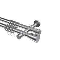 GARDINENSTANGEN-SET Prestige Sitra 600 cm (geteilt in 3 x 200 cm), 2-läufig, 20 mm Ø Chrom - Chromfarben, Metall (600cm) - INTERDECO