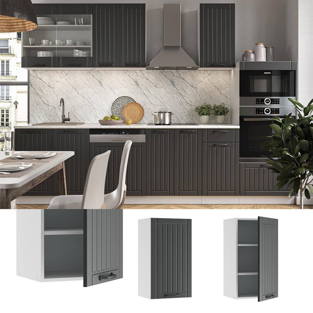 HÄNGESCHRANK Fame-Line Anthrazit Landhaus 40 cm - Anthrazit/Weiß, Holzwerkstoff (40/72/34.1cm) - Vicco