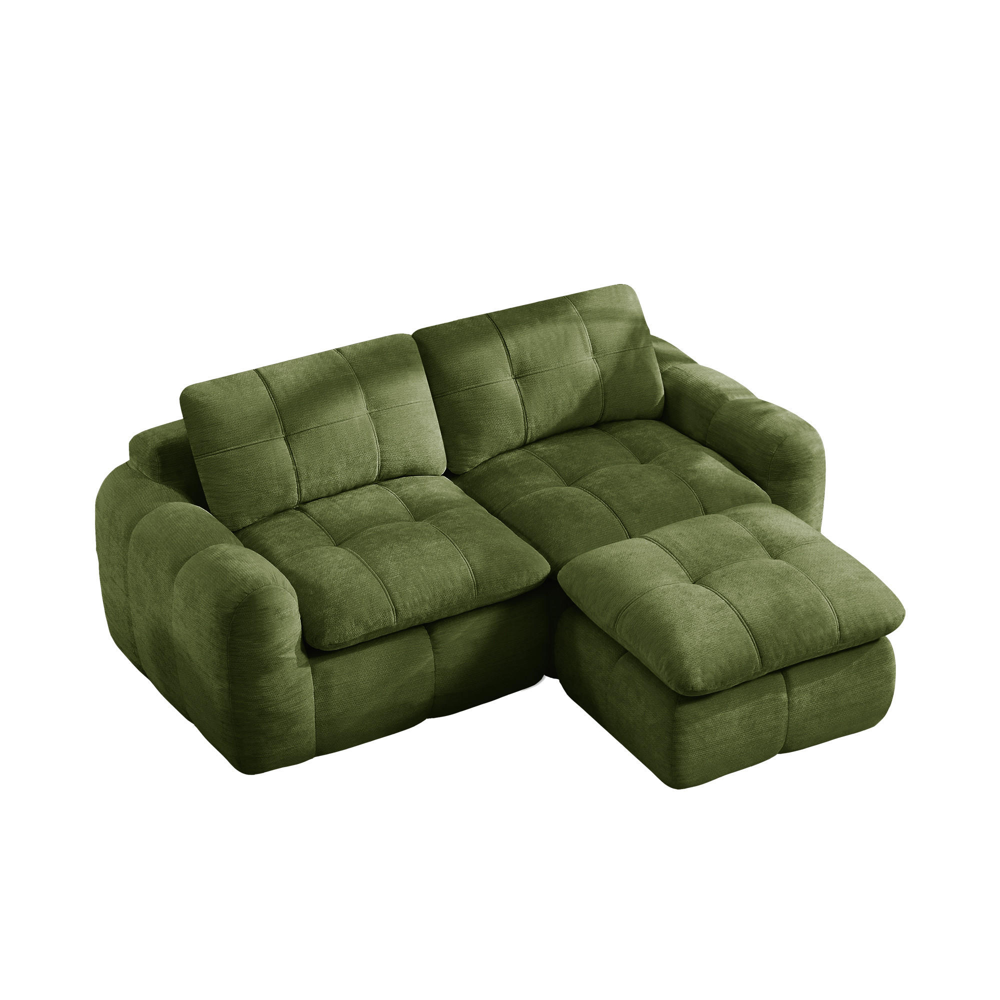 ECKSOFA DE-34464 Karostepp-Design und Ottoman Grün - Grün, Textil (160/194cm) - ComfortXL