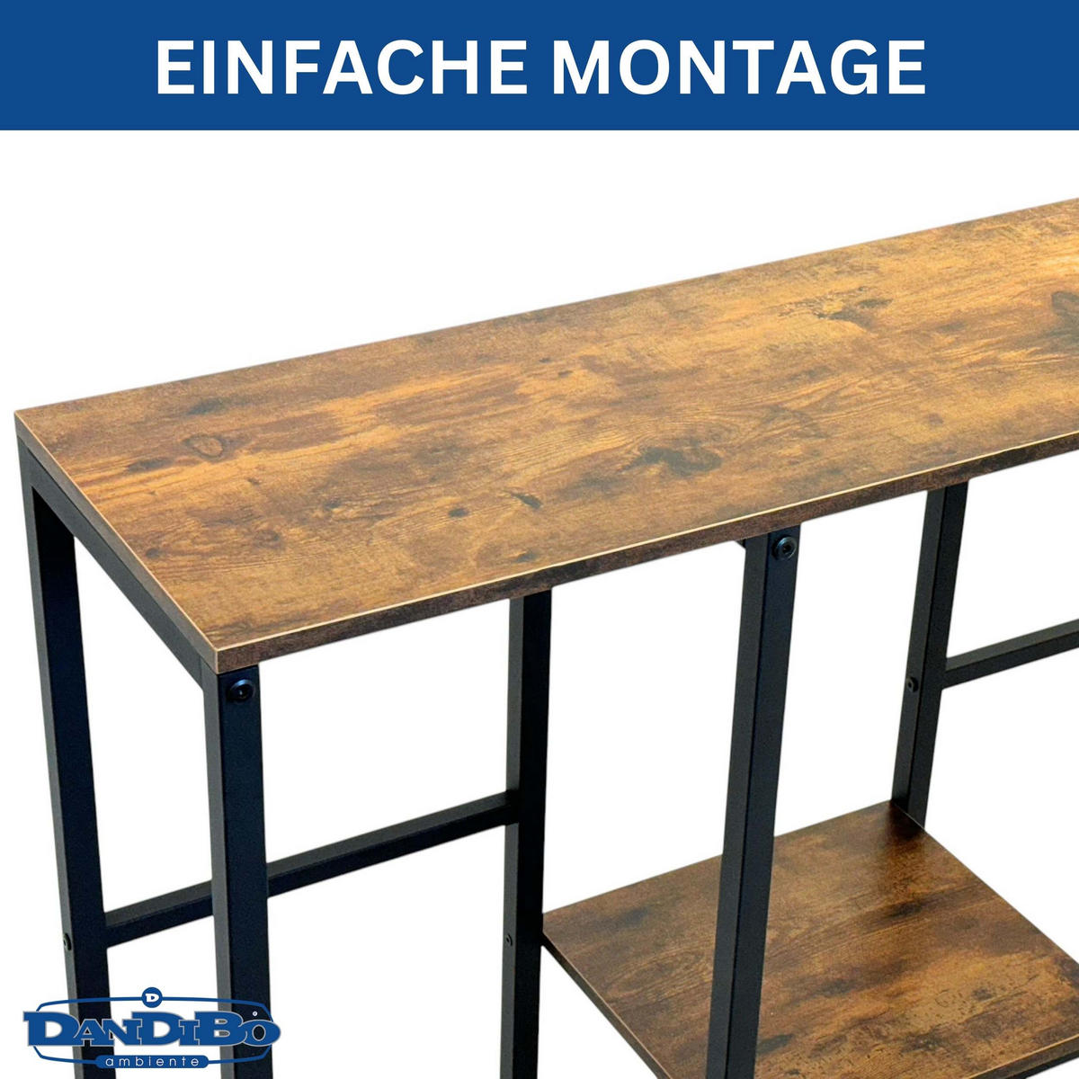 GETRÄNKEKISTENREGAL 4 Kisten mit Ablage Metall + Holz - Schwarz, Metall (112/112/32cm) - DanDiBo
