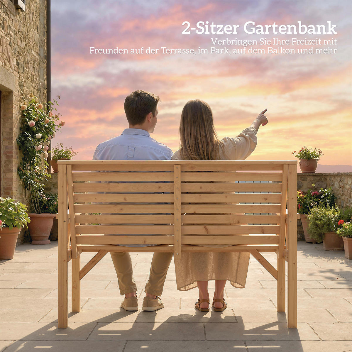 GARTENBANK Tannenholz Naturholz - Naturfarben, Holz (65/90/121cm) - Outsunny