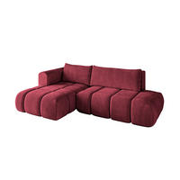 ECKSOFA Ottomane Links CLOUD-L 289x180x40 Bordeaux Velours - Bordeaux, Holzwerkstoff/Kunststoff (180/289cm) - ALTDECOR