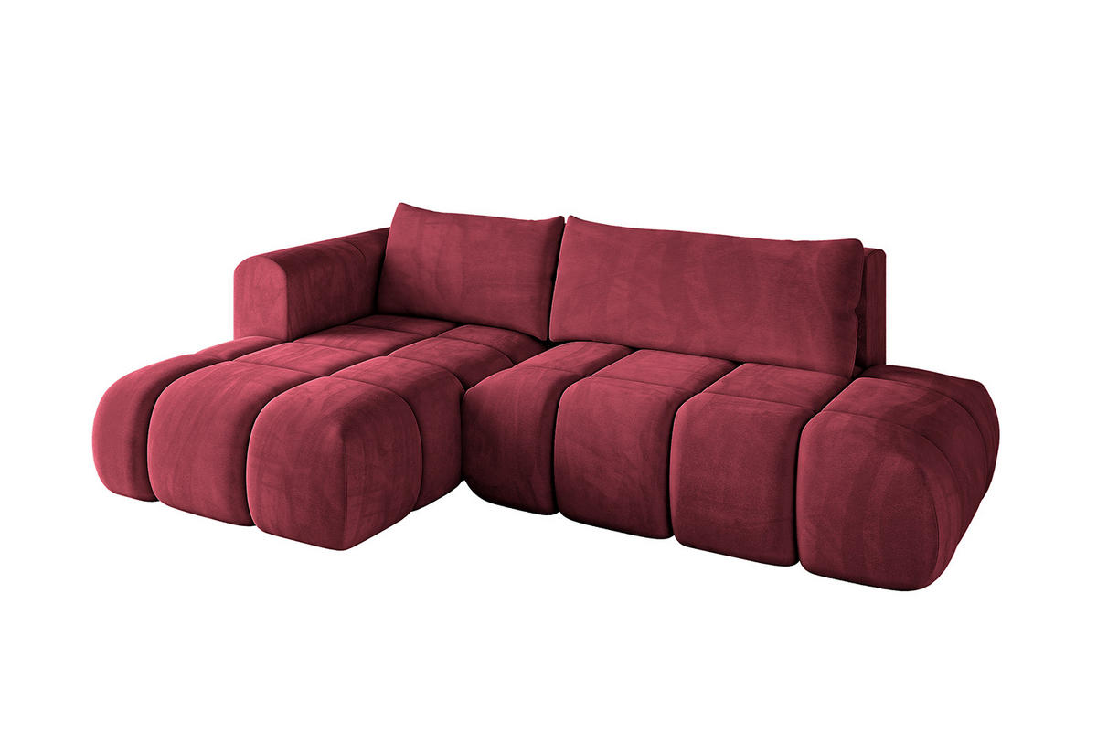 ECKSOFA Ottomane Links CLOUD-L 289x180x40 Bordeaux Velours - Bordeaux, Holzwerkstoff/Kunststoff (180/289cm) - ALTDECOR
